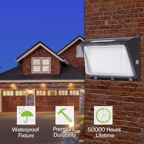 hykolity 120W LED Wall Pack Light with Dusk-to-Dawn Photocell 12000LM 5000K - size: 120W