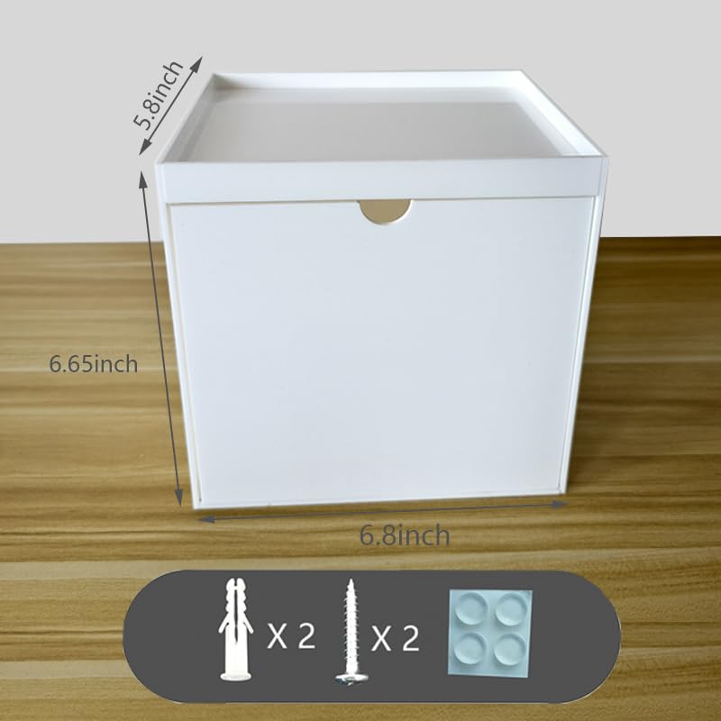 Disposable Facial Towel Storage Box - Acrylic Container Compatible with Clean Skin Club Clean Towel XL - Wall-Mounted Makeup Organizer with Drawer (Excluding Facial Towels) (White) - color: White