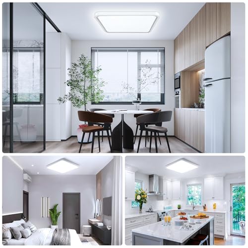 15.7Inch 32W Square LED Ceiling Light Fixtures Flush Mount, 5000K Daylight White LED Ceiling Lamp, Surface Mount Modern Ceiling Lights, White Slim Flat Panel Lighting for Bedroom, Kitchen, Bathroom - color: Daylight White, size: 15.7 inch White