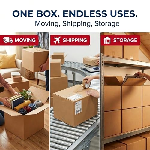BOX USA Moving Boxes Holds 65lbs, 18"L x 14"W x 12"H (10-Pack) Medium - Corrugated Cardboard Box for Shipping, Mailing, Packing, Packaging and Storage - size: Med 10-Pk 18x14x12"