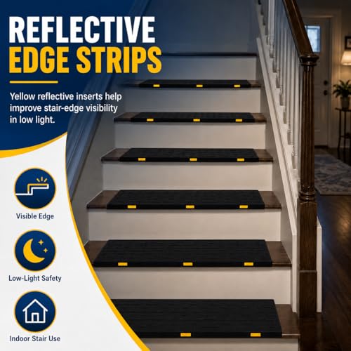 BESEA Rubber Stair Treads Non Slip 36" x 10" 5 Pack Outdoor Stair Treads - size: 5