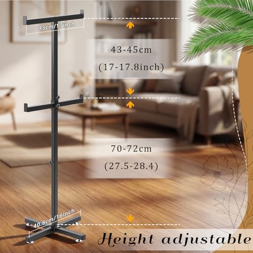 BreezeHug 44.5-46 Inch Adjustable Height Shopping Bag Rack Heavy Duty T-Shaped Grocery Bag Metal Holder for Retail Stores Large Tote Display Malls Vendor Boutique Trade - style: Double-layer Adjustable