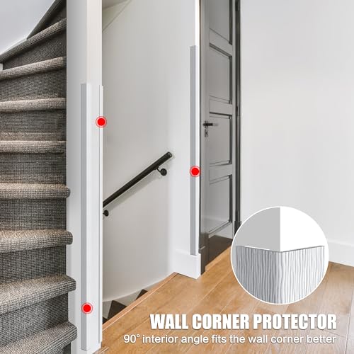 Wall Corner Protector, Walls Edge Protector,Self-Adhesive Wall Corner Guards,PVC Double Side Edge Protector, Furniture Stairs Guard (White Wood Grain 2PCS 90cm/35.4in) - color: White Wood Grain, size: 2.5x90cm/0.98x35.4in