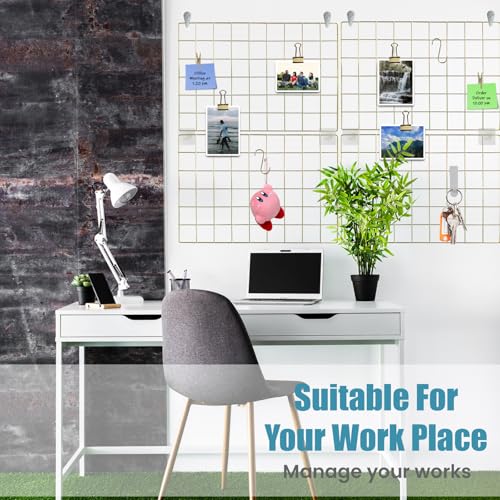 CIKLCIX Wire Wall Grid Panel Set of 4, Photo Display Board & Memo Board - color: Gold, size: 4 Pack