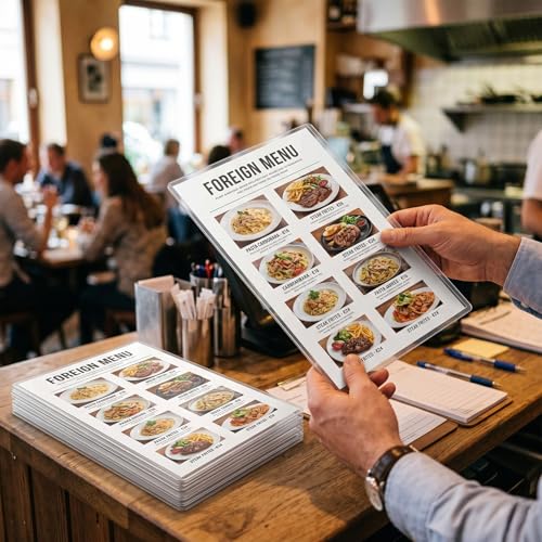 Klmnop Rigid Menu Covers 8.5" x 14", 12 Pack, 2 View Clear Menu Holder