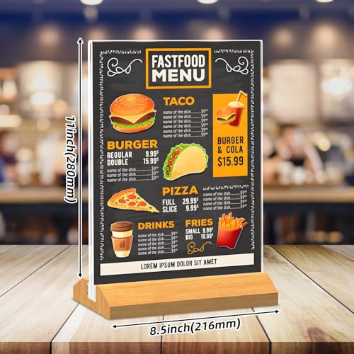 10 Pack Acrylic Sign Holder 8.5 x 11 Inch with Wood Base for Stores - color: Clear-10