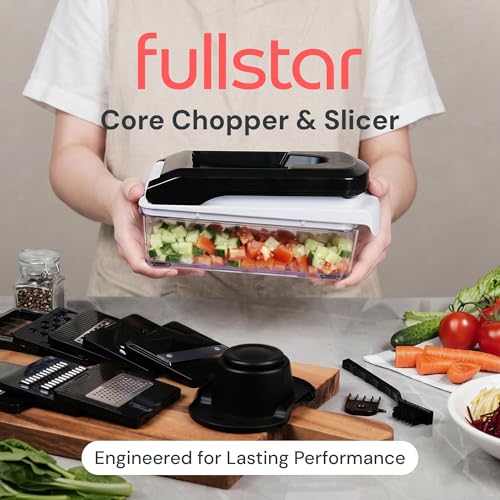 Fullstar Pro Core Vegetable Chopper & Mandoline Slicer, 9-in-1 Kitchen Tool - color: White/Black, size: 9-in-1