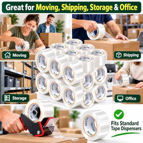 Heavy Duty Clear Packing Tape, 18 Rolls, 1.88 in x 55 Yd