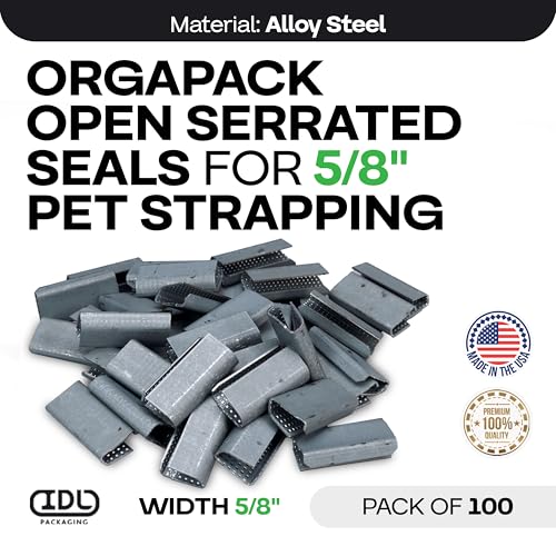 IDL Packaging Orgapack Open Serrated Seals for 5/8" Strap Width Polyester (PET) Strapping (Pack of 100) - Patented Serrated Pattern - Superior Holding Power of Packaging Strapping - color: Pack of 100, size: 5/8" Orgapack Premium
