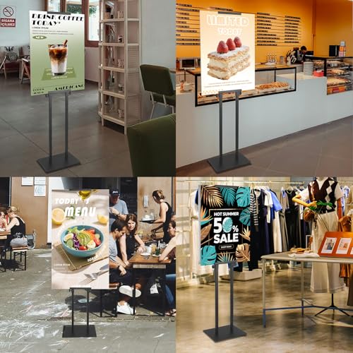 QKA Heavy Duty Poster Stand for Display, Double Sided Pedestal Sign Holder , Adjustable Floor Standing Height to 75 inches, Easy to Install, Suitable for Exhibitions,restaurants,theaters