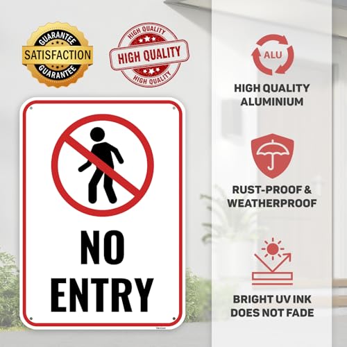 1PC No Entry Sign, 14 x 10 Inches - Aluminum - Restricted Area Authorized Personnel Only No Access Warning Sign