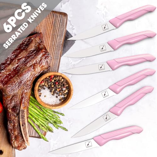 imarku 14-Piece Kitchen Knife Set, High-Carbon Stainless Steel,Pink - color: Pink, size: 14 Pcs