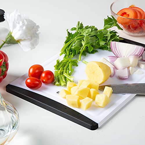 Empune BPA-Free Plastic Cutting Board for Kitchen with Juice Grooves, Extra Large Dishwasher Safe Cutting Boards Set of 4 with Handles, Thick Non-Slip Chopping Board for Meat, Fruit and Chicken, Black - color: Black