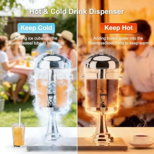 4.4 Gallon Iced Beverage Dispenser, Stainless Steel Water Jar with Stand - size: 4.4 Gallon