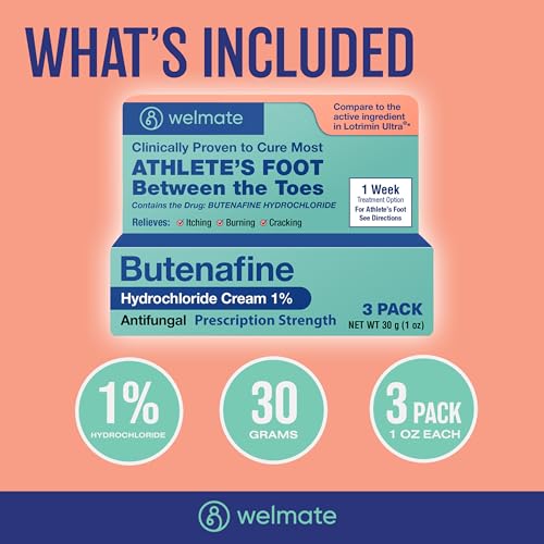 WELMATE Butenafine Hydrochloride 1% Antifungal Cream for Skin, 1 oz, 3pk - style: 3 Pack