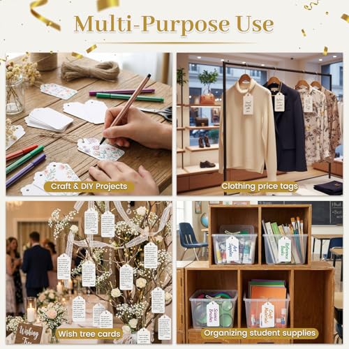 SallyFashion Large White Gift Tags with String, 100 Pack 2 X 4 inch - color: Large White
