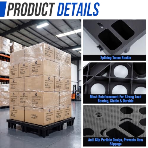 8 Pcs Plastic Pallets, Vent Grid Storage Pallet Warehouse