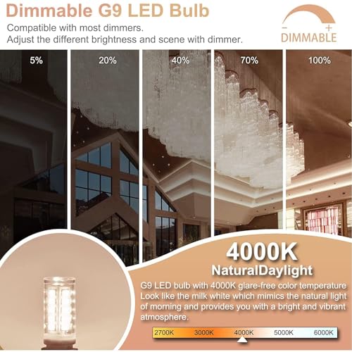 12 Pack Dimmable G9 LED Light Bulb 40W Equivalent 4000K Natural White - size: 12 Count (Pack of 1)