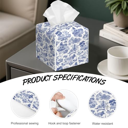 Vintage Rural Life Tissue Box Holder,Cube Tissue Box Cover Holder,Leather Facial Paper Organizer Dispenser Home for Bedroom Night Stands,Kitchen,Office and Car,5.2"×5.2"×5.2" - color: Vintage Rural Life