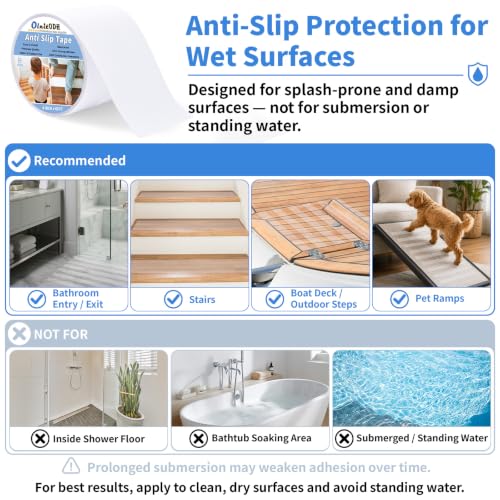 Oleitodh Clear Non-Slip Tape, 4In x 60Ft, Transparent Safety Grip - color: Clear, size: 4 in x 60 ft