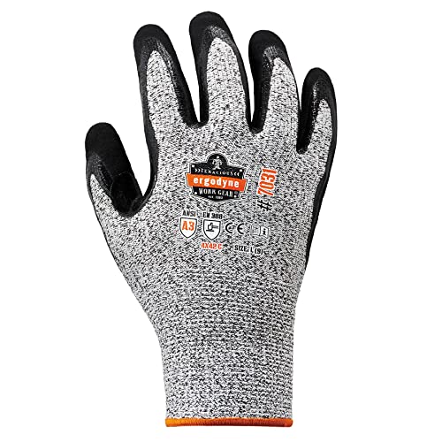 Nitrile Coated Work Gloves, Cut Resistant Level A3, Grip For Wet or Dry Enviroments, Ergodyne ProFlex - size: 1 Count (Pack of 2)