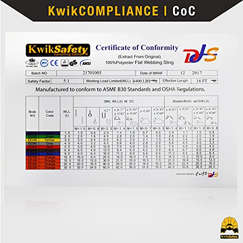 KwikSafety - Charlotte, NC - Mighty Sumo 2”x 20’ Poly Web Sling Lifting Strap Construction ASME OSHA / 6400lbs Vertical 5100lbs Choker 12800lbs Basket/Rigging Moving Towing Hoisting Gear - size: 2"x20' | 6400 lbs