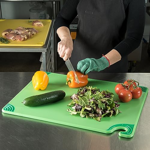 San Jamar Saf-T-Grip Plastic Cutting Board with Safety Hook, 18" x 24" x 0.5", Green - color: Green, size: 24"L x 18"W