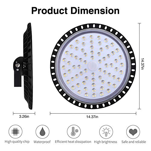 10 Pack 300W UFO LED High Bay Light, 30000LM Commercial Daylight 6500K, IP65 Waterproof, LED Warehouse Shop Garage Light - color: 10 Packs, size: 300watt