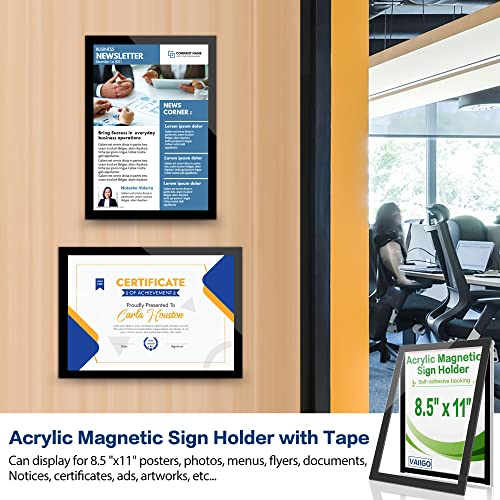8.5" x 11" Acrylic Sign Holder Wall Mount, Self Adhesive Magnetic Display Frame with Nano Tape and Strong Magnetic Frames for Wall, Door, Glass, Home, Store, Office (Black, 3Pack) (Pack of 2) - color: Black, size: 6 Pack 8.5" x 11"