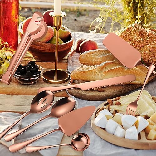 AARAINBOW Exquisite 8-Piece Serving Set, Stainless Steel Utensils With Spoons for Parties, Buffet, Home - Large (8 Rose Golden) - color: Rose Golden