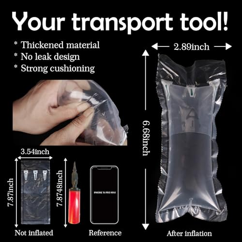 400 PACK Air Pillows for Shipping Supplies Box Filler Bubble Cushioning Alternative to Packing Peanuts for Size 3.54" x 7.87", with Air Pump, Fragile Stickers, Suitable for small transport - size: 3.54" x 7.87"