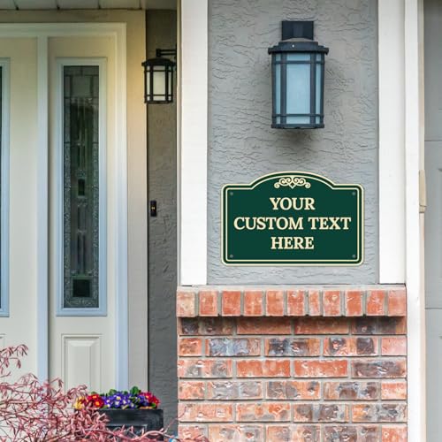 Custom Decorative Sign, Personalized Metal Sign for Business, Driveway, Home, Office Door Plaque, Green Background Sign 12x18 Inches, ACM, Made in USA by Sigo Signs - color: Green Background, size: 12x18 ACM