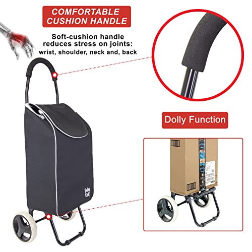 dbest Products Trolley Dolly Sport – Foldable Grocery Cart on Wheels – Multi Use Rolling Cart with Removable Bag and Hand Truck Dolly Function, Black - size: Sport