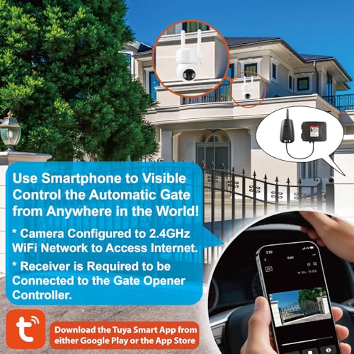 Tuya WiFi Outdoor Gate Opener Camera to Remotely Open Gate with Receiver