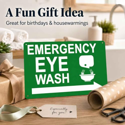 Emergency Eye Wash Direction Metal Sign 8 x 12 Inch