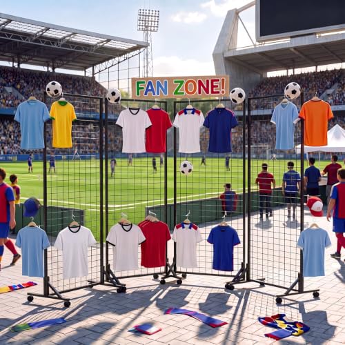 Blulu 4 Pcs 2' x 6' Grid Wall Panels with T-Base, Freestanding Gridwall Rack for Vendor Events, Craft Shows, Retail Booths, Sports Jersey, T-Shirt and Merchandise Display (Black) - color: Black