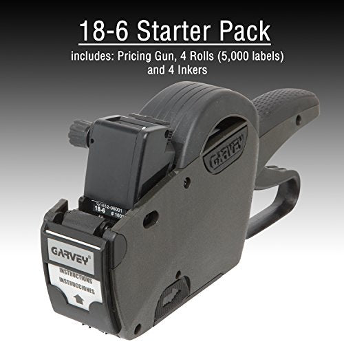 Perco Pricing Labels for Garvey 18-6 One Line Price Gun Gx1812 (18-6, Starter Kit White): Includes Price Gun, 5,000 White Pricing Labels and Preloaded Inker