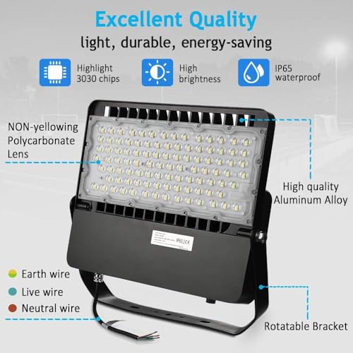 ledmo 240W Outdoor LED Flood Light, 36000 Lumens Large Area Lighting - size: Standard/240