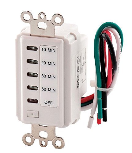 Bathroom Fan Auto Shut Off 60-30-20-10 Minute Preset Countdown Wall Switch Timer White 60-Minute
