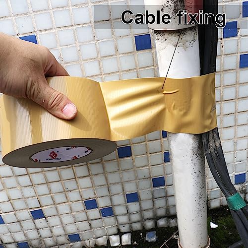3 Inch Tan Brown Duct Tape Waterproof,Heavy Duty,3 Inch x 60 Yards,9 Mil Industrial Grade Light Brown Duct Tape,No Residue,Strong,Flexible and All Weather,Professional for Indoor & Outdoor Use - color: tan