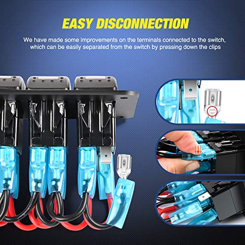 Nilight 4 Gang Rocker Switch Panel with Dual USB Socket Voltmeter - color: Green, size: 5 Gang Dual USB