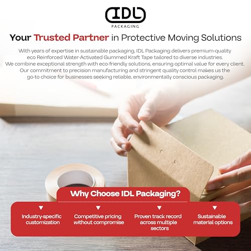 IDL Packaging 3" x 375' Water-Activated Kraft Gummed Tape, 70lb (6-Pack) - color: Brown, 70 lbs