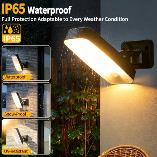 Motion Sensor Outdoor Lights with Remote 10000mAh Rechargeable Battery IP65