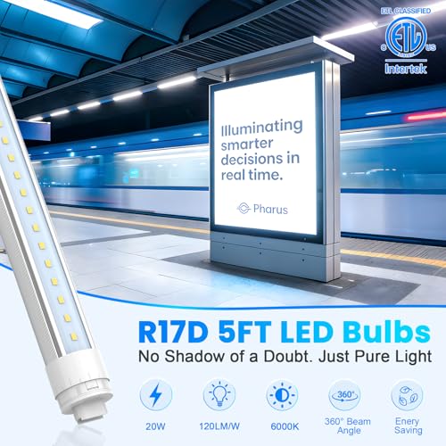 JESLED 360 Degree T8 T10 T12 5.3ft 36w LED Tubes, 4-Pack - size: 5.3 feet