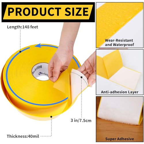 Yellow Floor Marking Tape 3 Inch x 148 FT 1mm Industrial Floor Tape - color: Yellow, size: 3 Inch x 148 FT