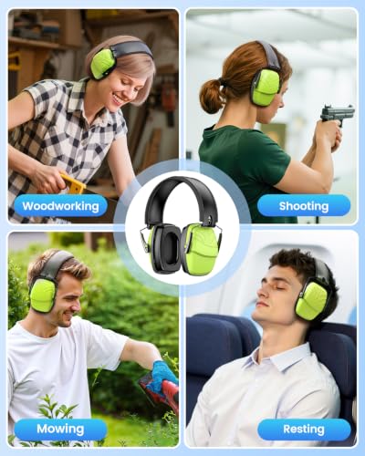 2Pack Ear Protection NRR 35dB Hearing Protection Ear Muffs for Shooting - color: Green, size: 2 Pack