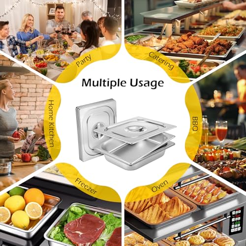 Dyna-Living Hotel Pans with Lids 4 Pack 1/2 Half Size Steam Table Pans - color: With Lids, size: 2.5 Inch Deep