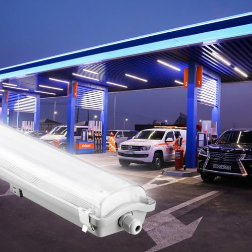4Ft LED Vapor Tight Light Fixtures, 48W, 4200LM, 6500K Bright White, Clear Cover, IP65 Waterproof Vapor Proof Lights for Car Wash, Garage, Walk in Freezer, Indoor Outdoor Lighting, 8-Pack - size: 4Ft-8-Pack