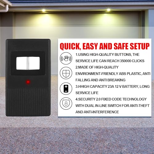 Kingdder 2 Pcs 8 Dip Switch Garage Door Remote Two Button Garage Remote Compatible with Linear Delta 3 (DT DTA DTD DTC DNT00002A) Opener 310mhz, Control 2 Different Doors Simultaneously