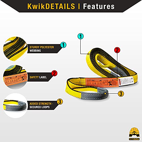 KwikSafety - Charlotte, NC - Mighty Sumo 2”x 8’ Poly Web Sling Lifting Strap Construction ASME OSHA / 6400lbs Vertical 5100lbs Choker 12800lbs Basket/Rigging Moving Towing Hoisting Gear - size: 2"x8' | 6400 lbs